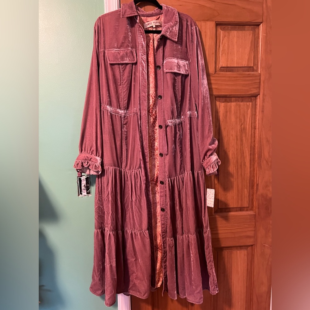 Free people velvet dress with long sleeves